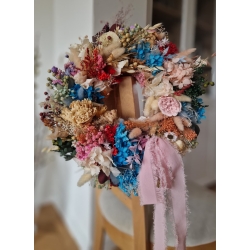 Wianek naturalny z suszonych i stabilizowanych kwiatów Zaczarowany Ogród 35 cm